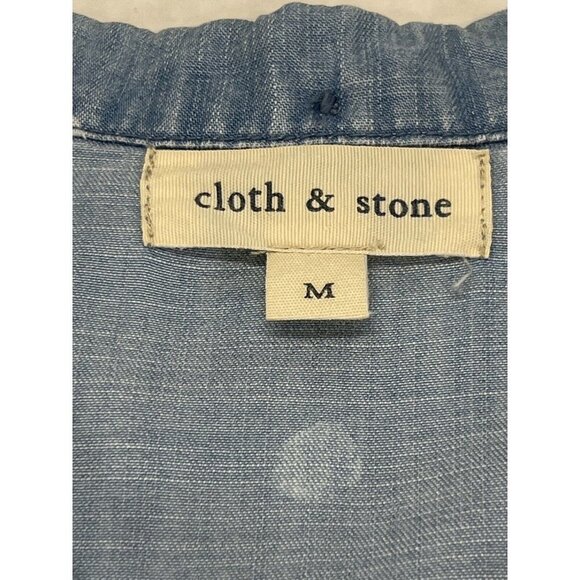 Anthropologie Cloth & Stone M Long Sleeve Button Down Chambray Polka Dot - Picture 7 of 8